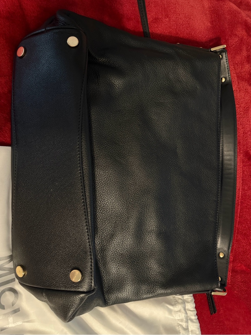 Michael Kors Black Leather Hobo Shoulder Bag with Gold Accents - Picture 4 of 5